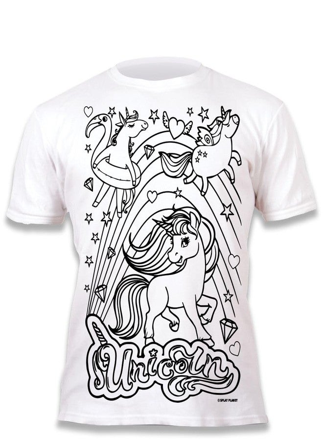 Splat Planet Colour-in Unicorn T-Shirt with 10 Non-Toxic Washable Magic Pens - Colour Your Own, Colour-in and Wash Out T-Shirt, Reusable Colouring Clothes for Kids, for Kids - Image 2